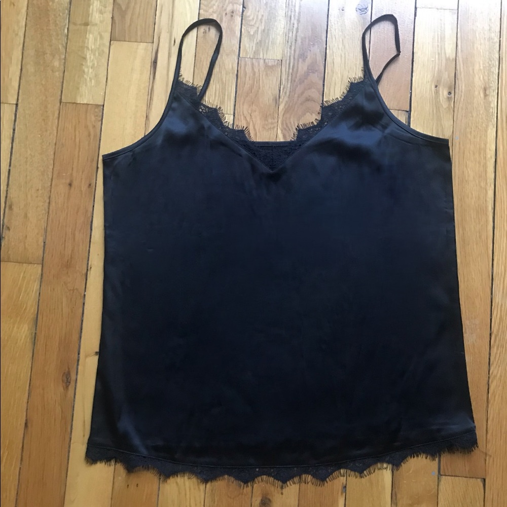 Black silky lace slip top cami